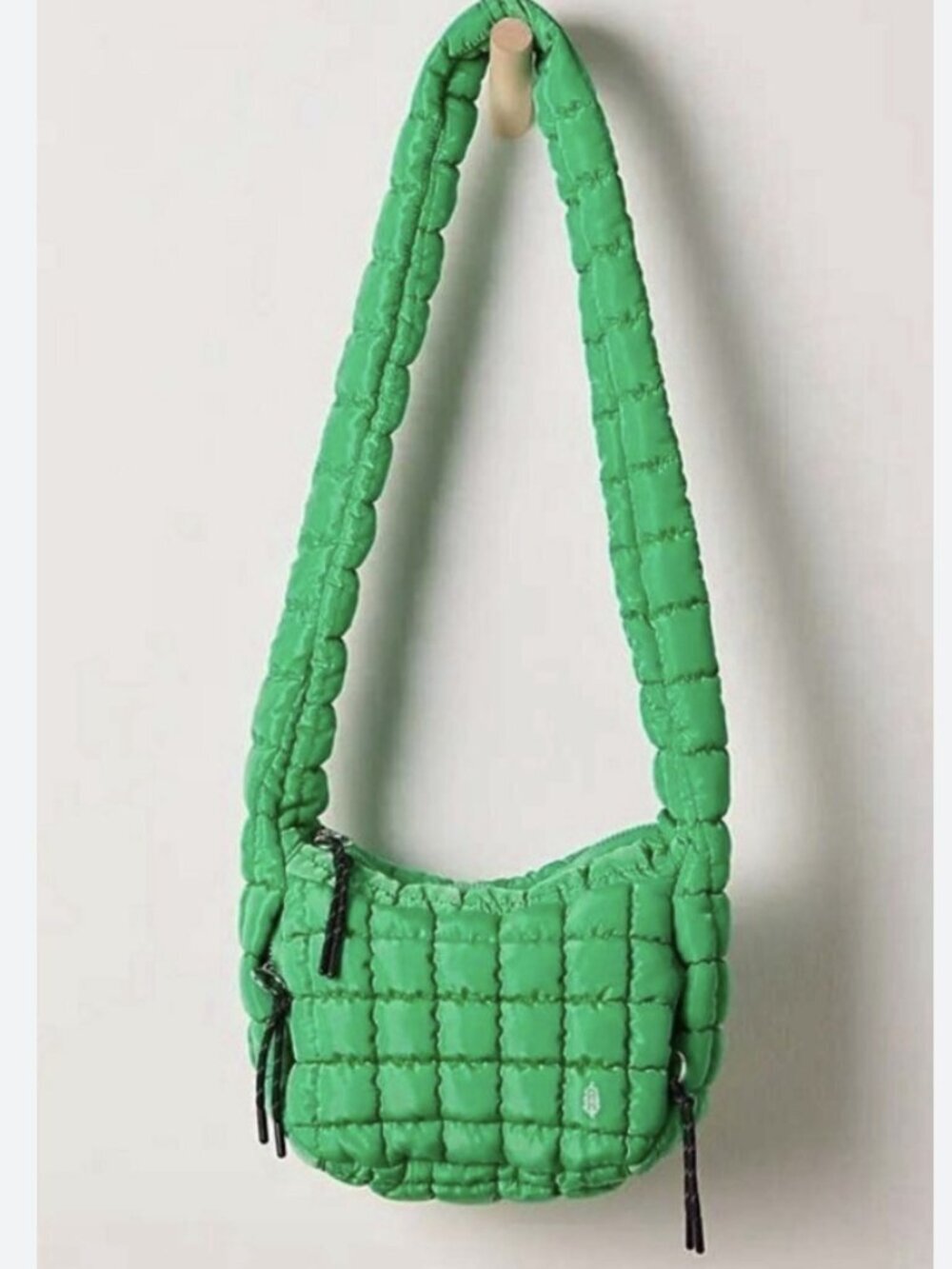 NWT Free People Quilted Baby Carryall Sling Bag in Kelly Green